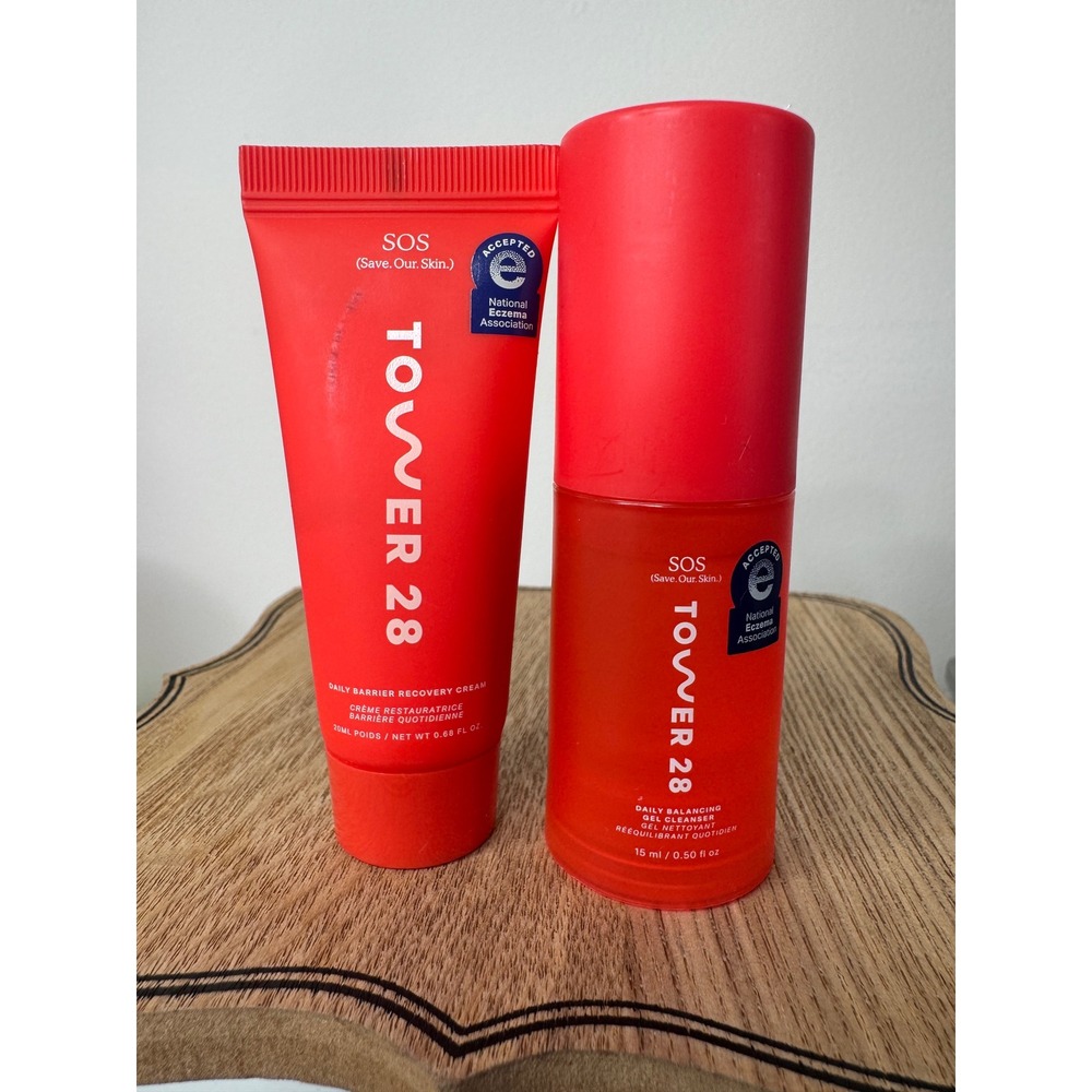 Tower 28 SOS Skincare Duo Daily Barrier Recovery Cream & Balancing Gel Cleanser